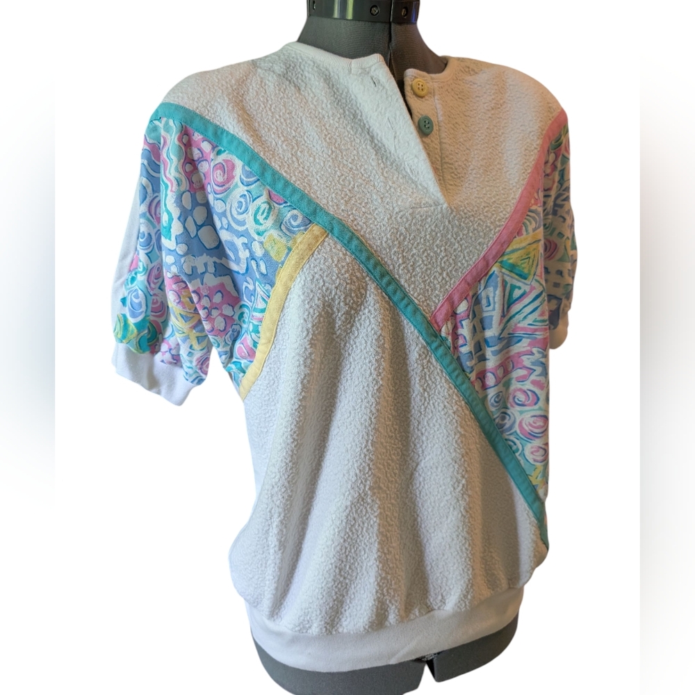 Vintage Cricket Lane‎ Women's Floral Collar polo sweatshirt top Size Small